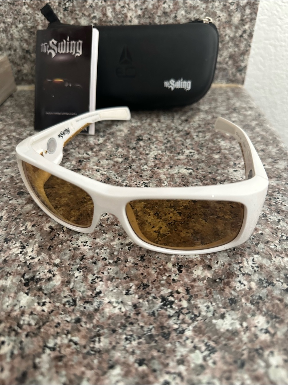 The Swing White Sports Sunglasses with Amber Lenses
